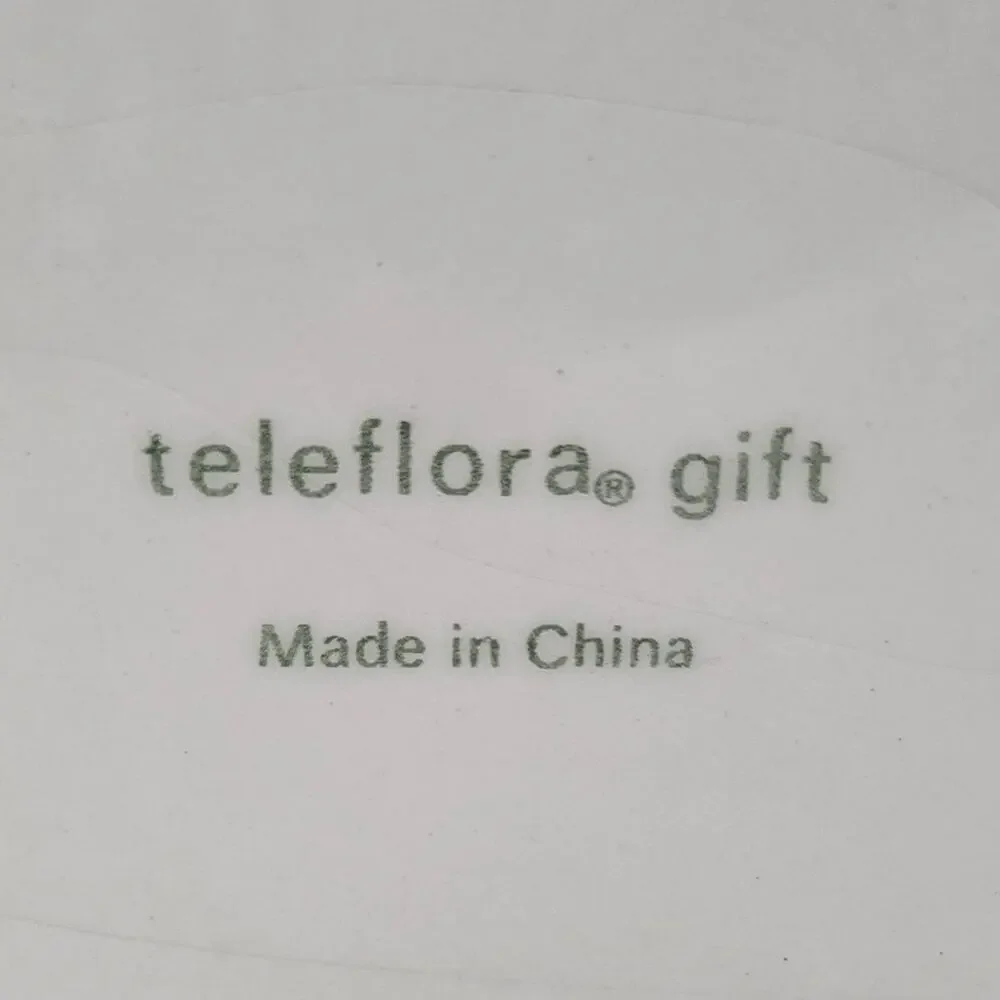 Teleflora Purple White Diamond Checkered Ceramic Basket Planter Green Handle